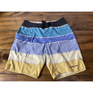 Patagonia Stretch Planing Board Swim Shorts Giant Stripe Mako Blue Men’s 28